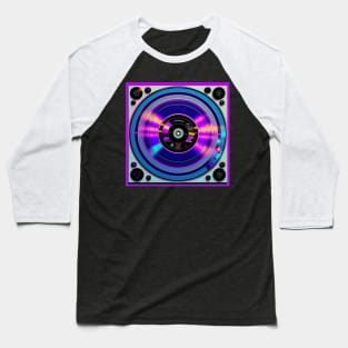 DJ Turntable Purple Holographic Baseball T-Shirt